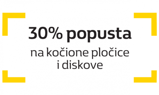 30% popusta na kočione pločice i diskove